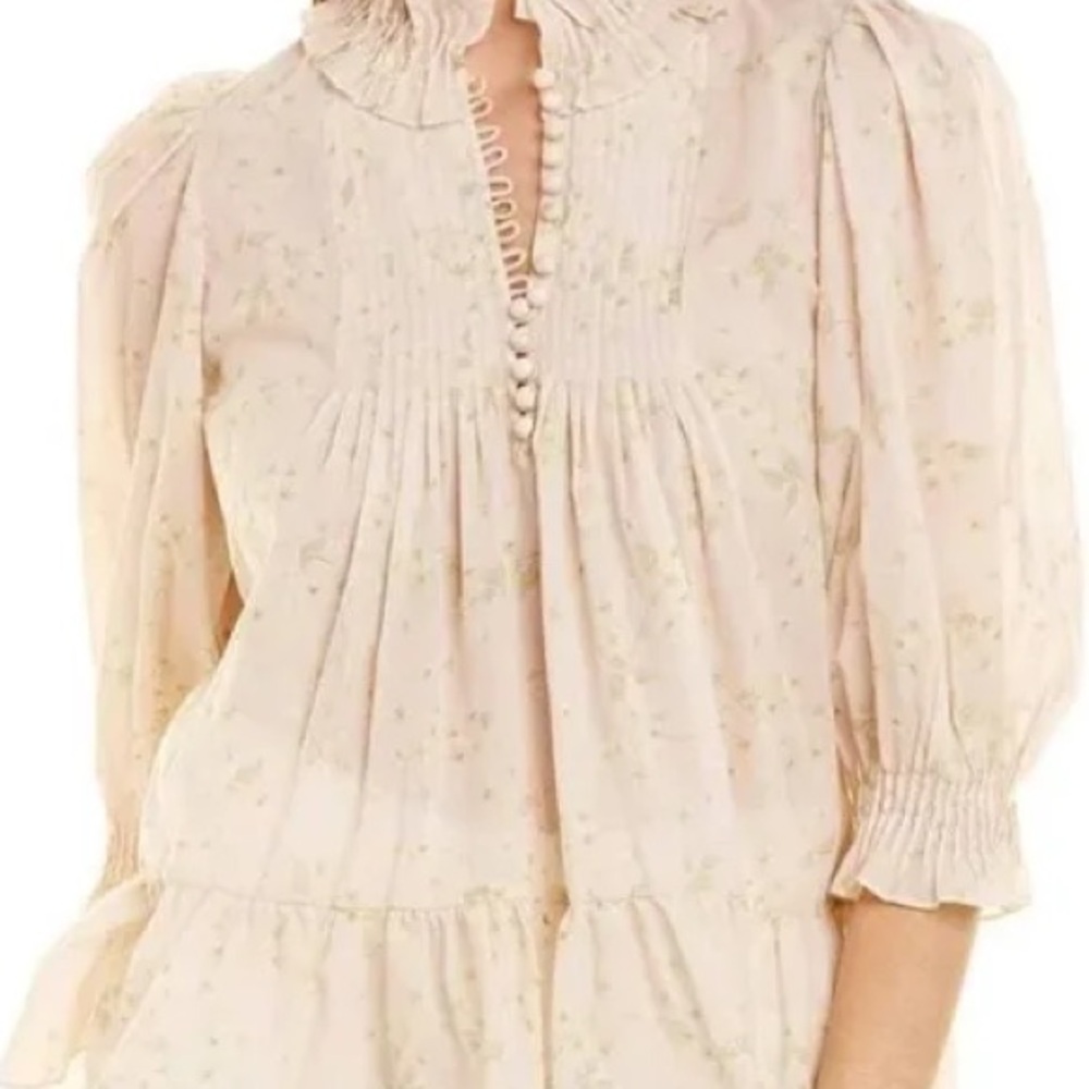 Rebecca Taylor Adela Viole Blush Floral Blouse - Picture 9 of 9
